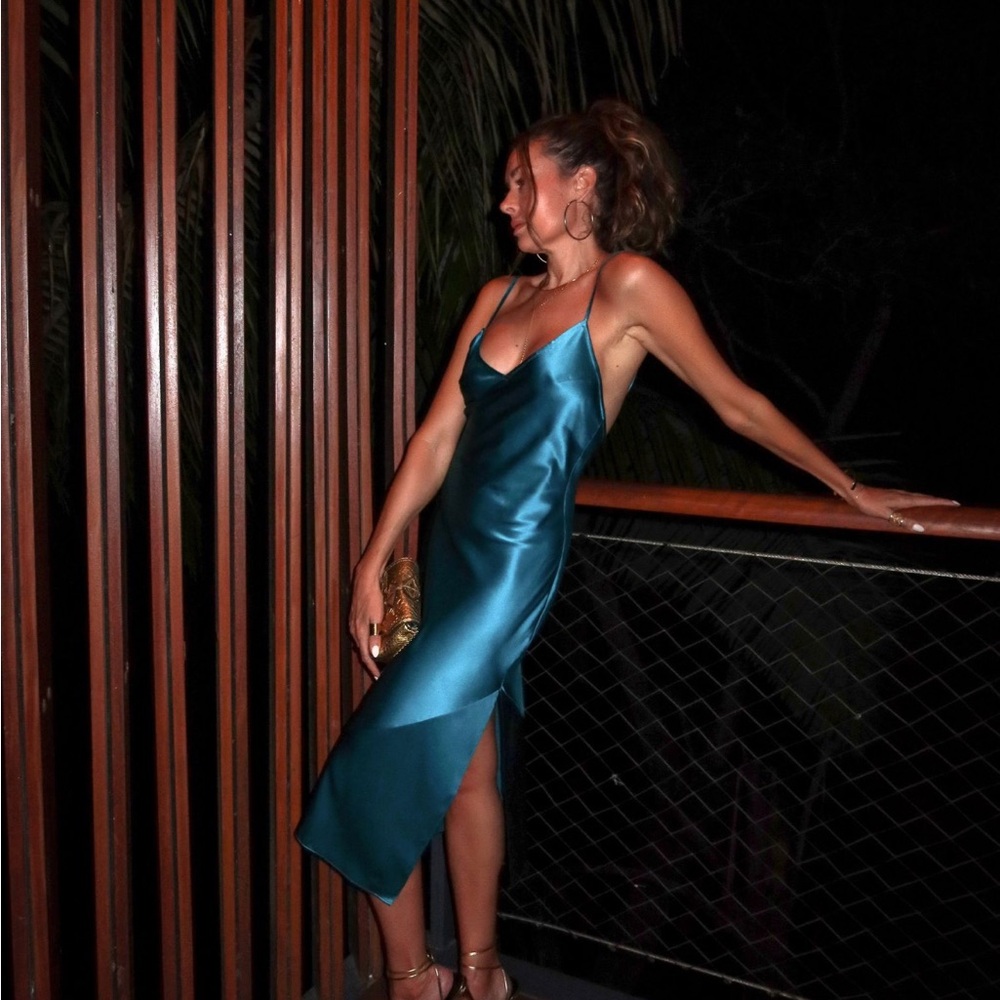 Silk Bias Slip With Slit